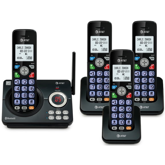Teléfono inalámbrico AT&T DL72479 de 4 auriculares con Bluetooth e identificador de llamadas