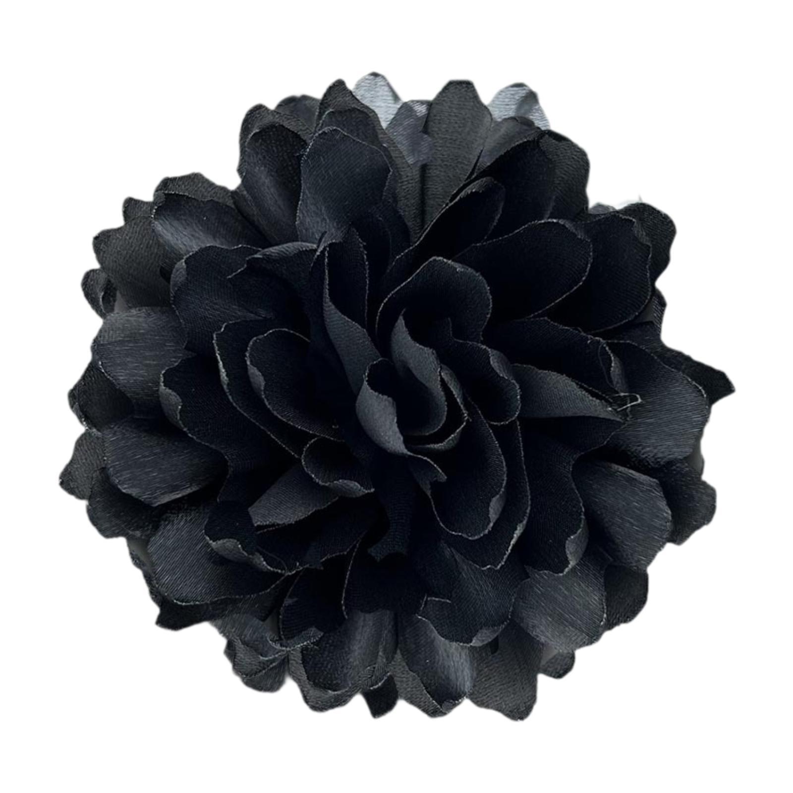 Ioensy - Broche De Flor Grande Para Mujer, Elegante Alfiler De Solapa Para Traje De Banquete De Baile, Color Negro