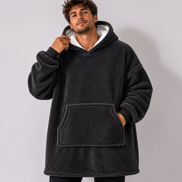 Poleron Felpa Con Capucha Manta Polar Bata Frazada Invierno