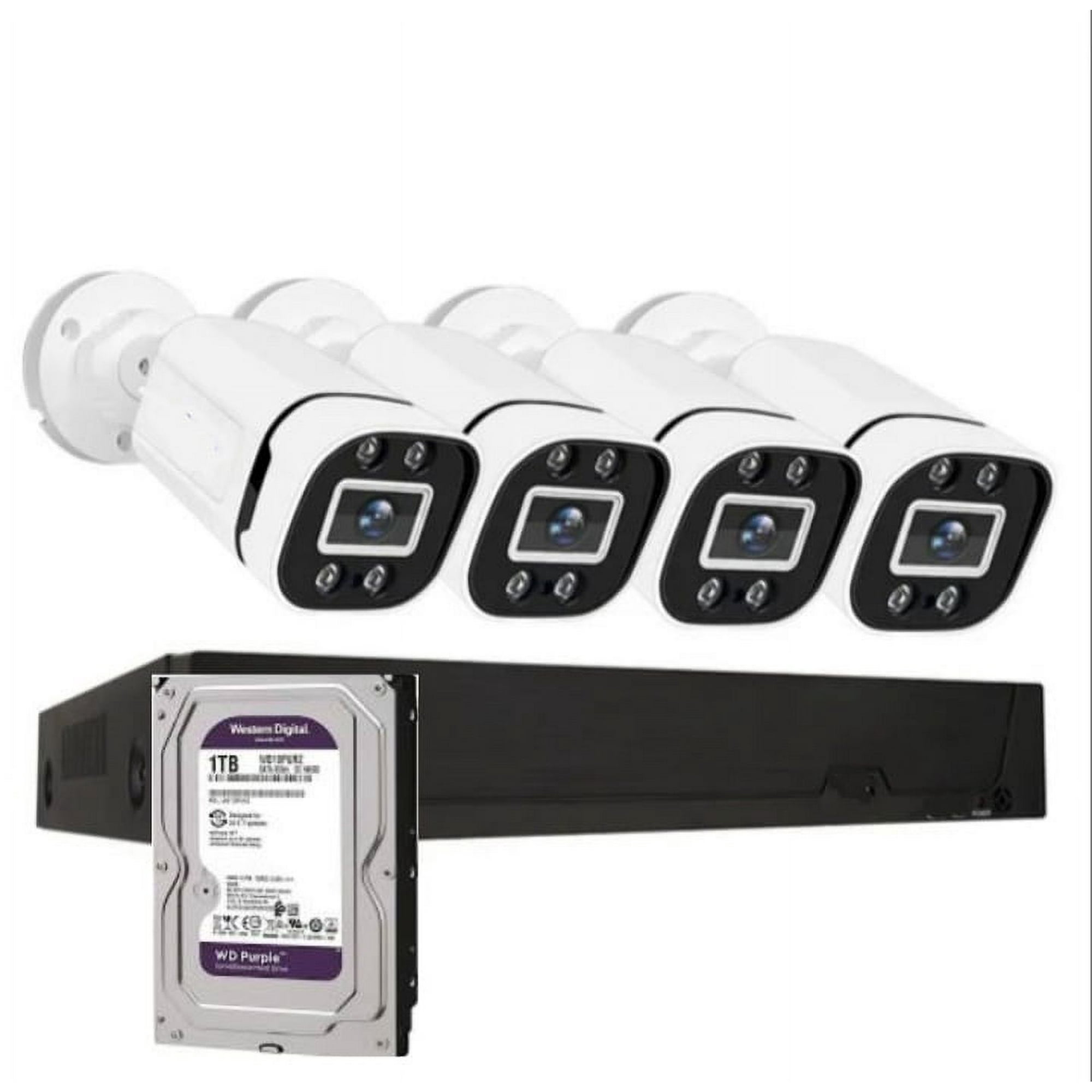 Artihogar - Kit Cctv Pro 4 Cámaras Seguridad Fhd Colorvu 2mp Micrófono + Disco 1 Terabyte Audio