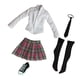 thumbnail image 3 of 1/6 Estudiante Uniforme Camisa Falda Zapatos De Lona Para 12 "Mujer Rosa + Negro, 3 of 3