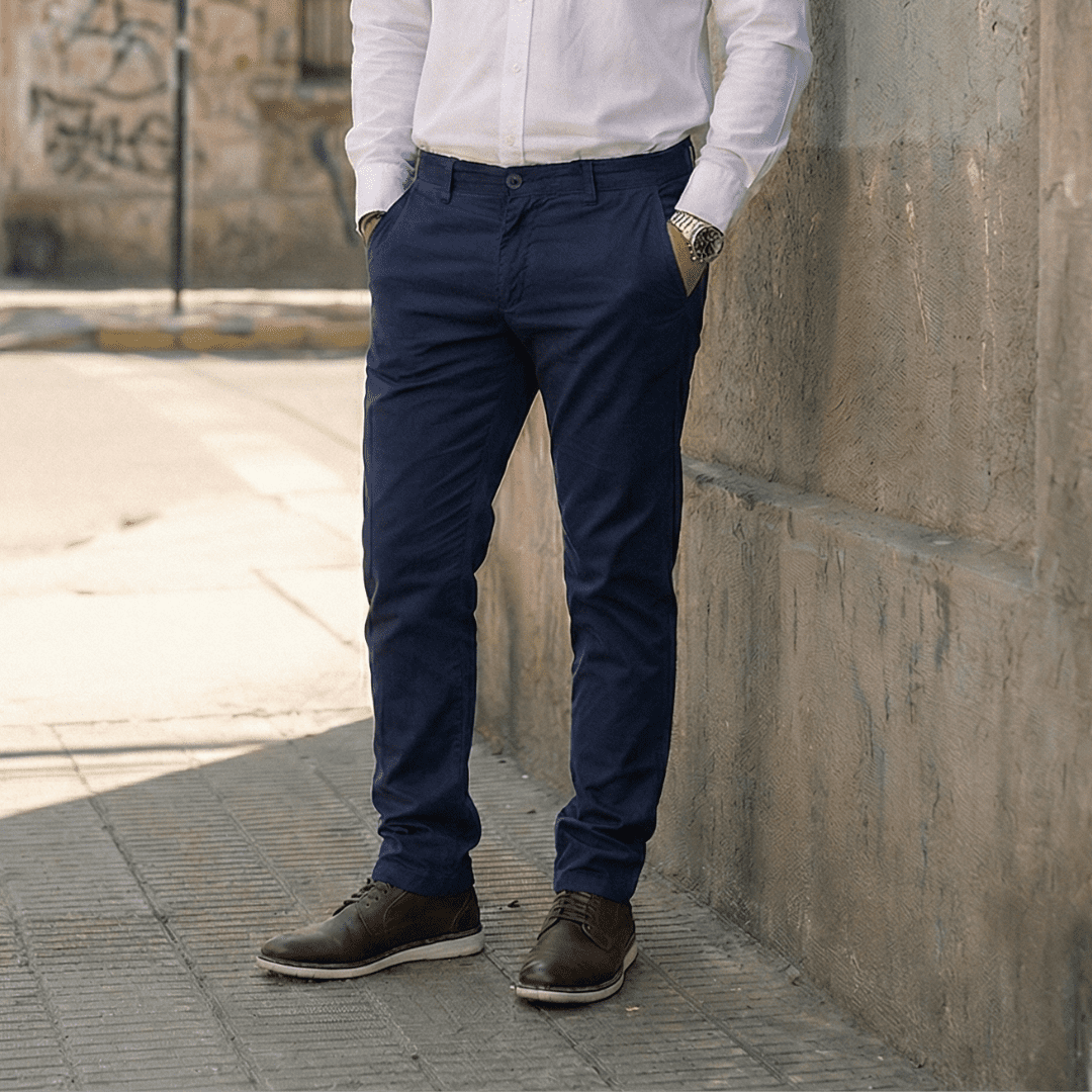 T-world - Pantalón Hombre Classic Gabardina Regular Trabajo Ejecutivo Azul Marino