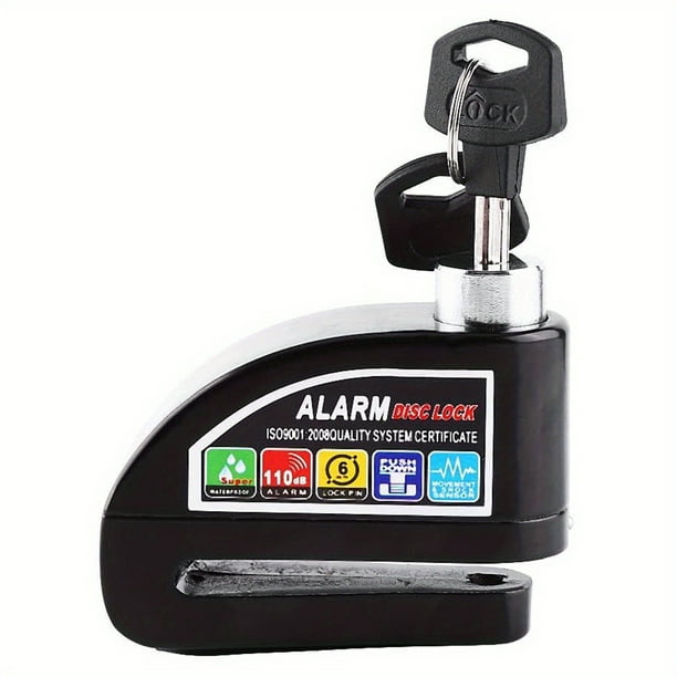 Lock Motorcycle Anti-Theft Disc Lock Security Alarming System 110dB Alarm Sound Security Lock Waterproof Metal Anti-Theft Brake Lock
