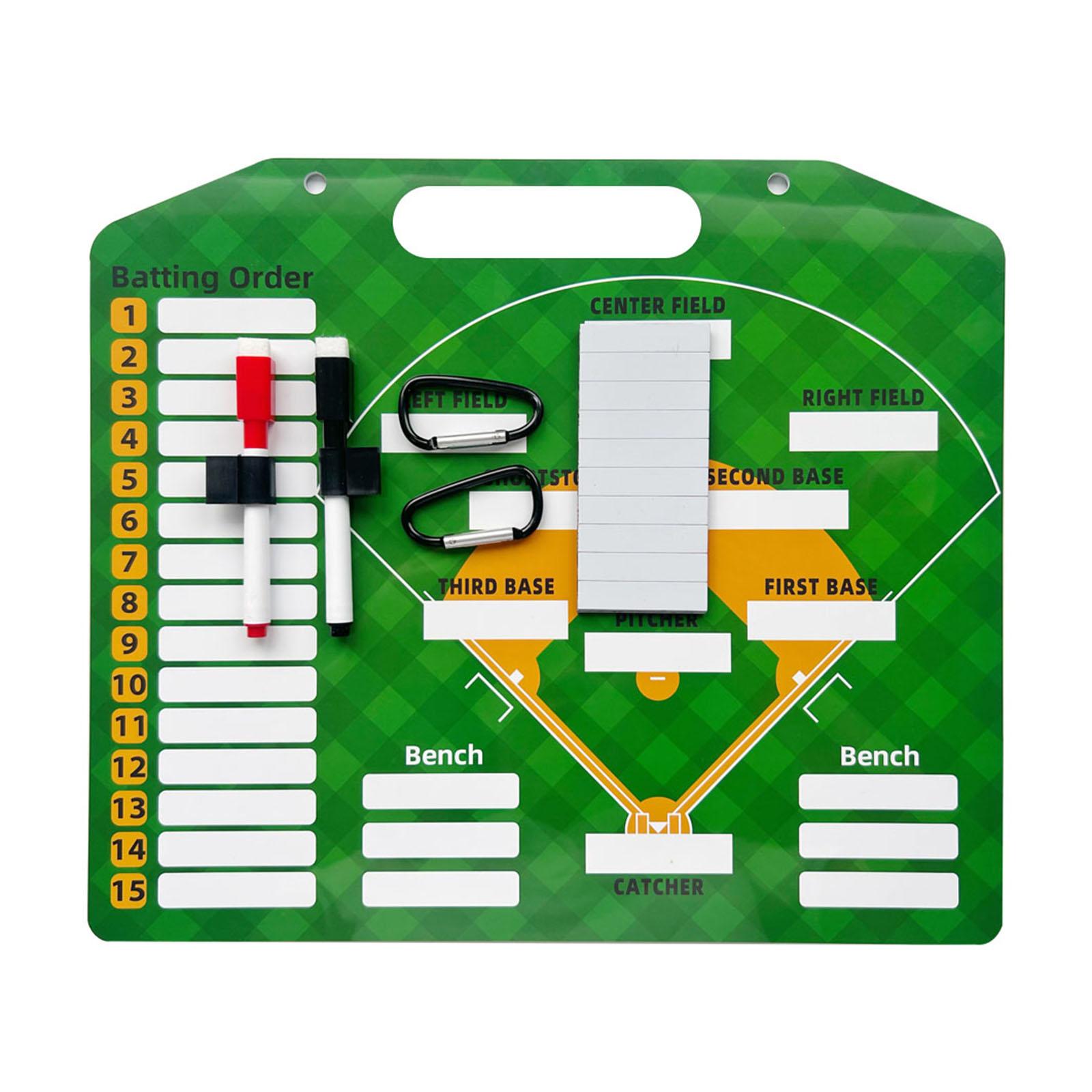 Magideal - Tablero De Alineación De Béisbol, Tablero De Entrenador De Béisbol, Tablero Regrabable Portátil Con Clips Para Bolígrafos, Regalos Para Entrenadores,
