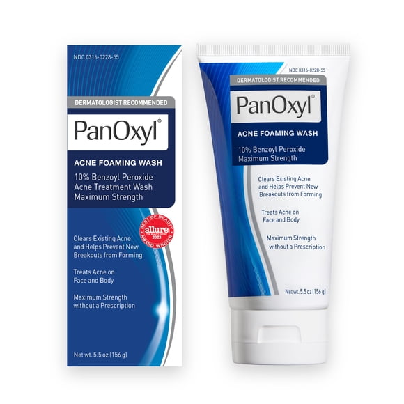 Jabón facial PanOxyl, jabón espumoso para el acné, peróxido de benzoilo al 10%, 165 ml