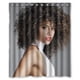 thumbnail image 1 of Cortina de ducha de pelo rizado de Alicia Keys, juego de cortina de baño con ganchos, tamaño 66 x 72 pulgadas, 1 of 3