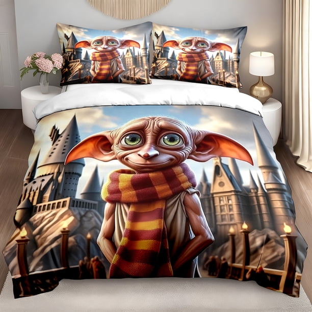 3pcs Bedding set Bedding Set | 3pcs Magical Elf & Castle Print Duvet Cover Polyester