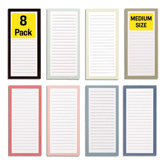 Bloc de notas magnéticos Modern Shop pack de 8 colores sólidos para nevera