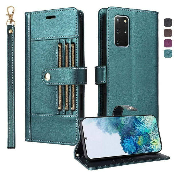 FOXDOCK Funda tipo Cartera para Samsung Galaxy S20 Plus – Cubierta de Cuero PU con Múltiples Ranuras, Bolsillo para Efectivo y Correa de Muñeca
