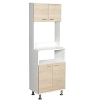Fmfurniture - Mueble Microondas 4 Puertas Fm-011C Café Claro Y Blanco