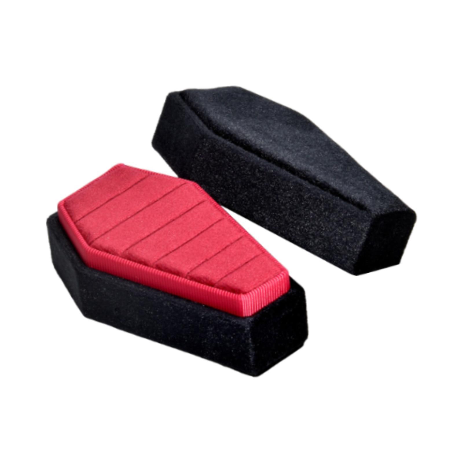 Ioensy - Caja De Joyería Con Forma De Ataúd, Estuche De Almacenamiento Para Colgantes, Amuletos, Regalos, Recuerdo De Fiesta, 6 Anillos, Negro Y Rojo