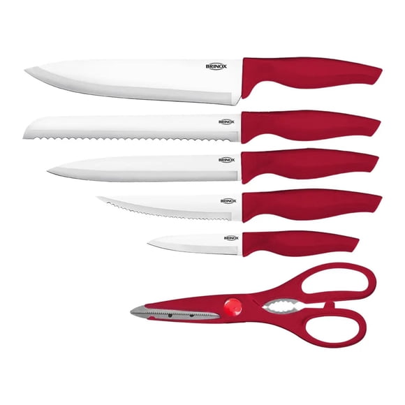 Set 5 Cuchillos Cross Para Cocina Rojo Brinox