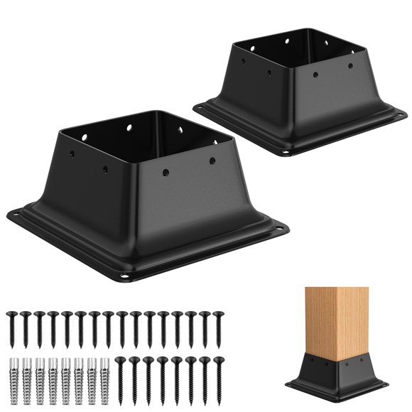 Base para poste FMhotu 9x9x6 cm de acero, soporte para poste de madera 4x4