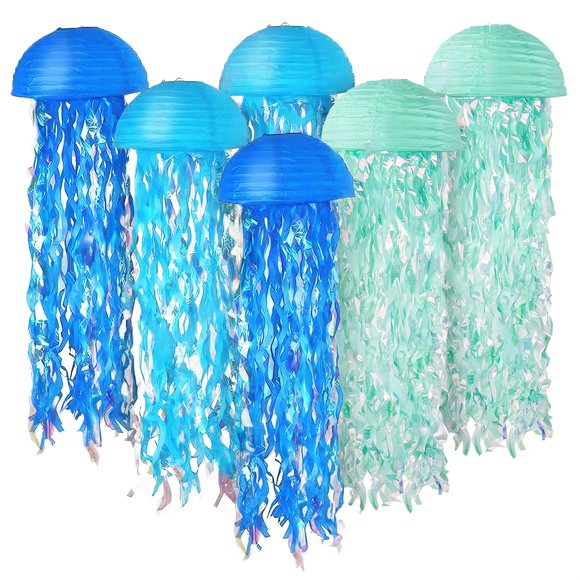Jellyfish Decor Novobuys – Set de 6, 25 cm, azul