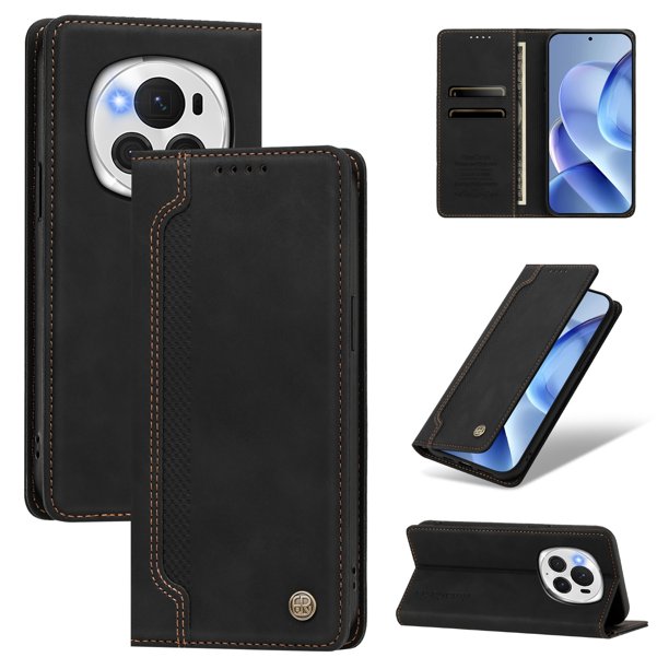 Funda Billetera para Honor Magic6 Pro Imán y Resistente Negro
