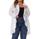 thumbnail image 4 of Agnes Orinda Conjuntos de Halloween Talla Grande Cárdigan de Encaje para Mujeres Cárdigans con Volantes Abierto al Frente Manga Larga Encaje Transparente Crochet Cubierta 3X Blanco, 4 of 5