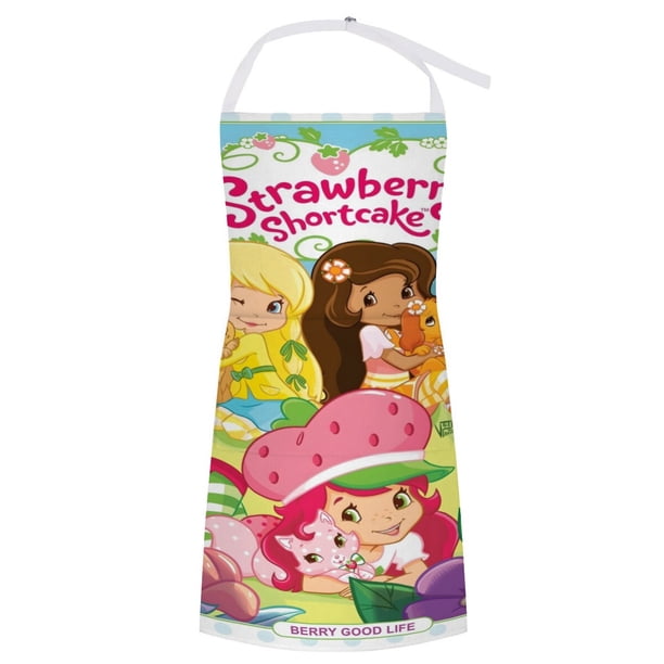 Strawberry Shortcakes delantal temático para cocinar, esencial para el hogar, delantal de barbacoa/bufanda de cocina con bolsillos para hombres y mujeres, regalo para el hogar