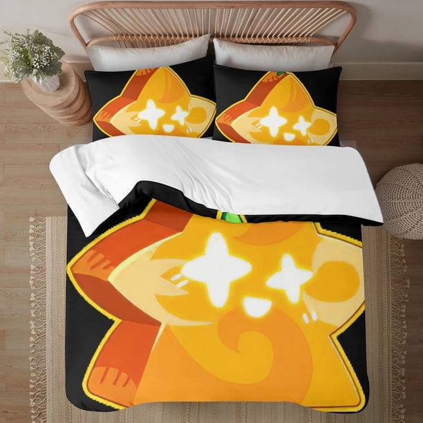 Blox Fruit Face on print Soft Bed Set Lightweight 3 Pieces Bedding Sets for All Season Comforter Set Easy Care