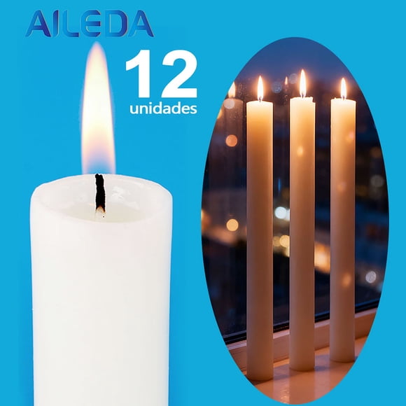 Aileda Pack 12 Velas Lisas Blancas Esotéricas Aileda 25x2cm