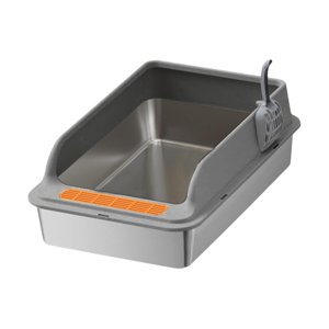 Ioensy - Gatos De Acero Inoxidable Caja De Arena Cats Sandbox Open Top Cat Bedpan Semi Cerrado Dark Grey