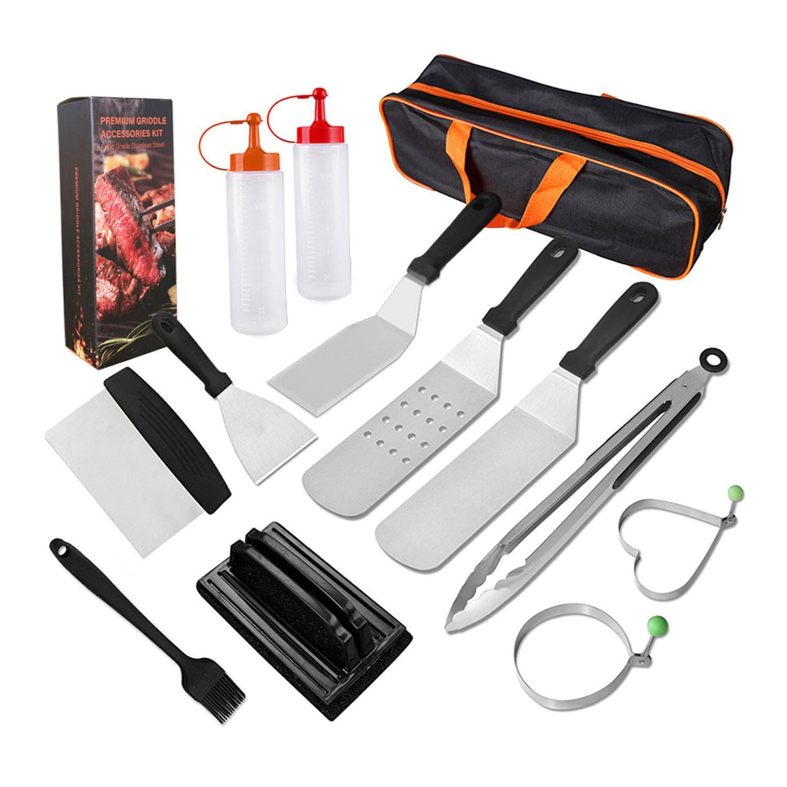 Magideal - Juego De Palas Para Parrilla, Kit De Accesorios Para Plancha, Juego De Accesorios Para Parrilla Plana, Kit De Herramientas Para Asar Barbacoa, Jardín,