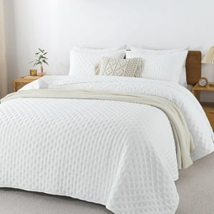 Aura Zeus - Cubrecama Quilt + Fundas De Almohada Cobertores Acolchado Blanco 2 Plazas Az
