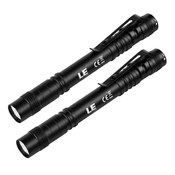 Bolígrafo LED Flashlight LE, ligero, impermeable, bolsillo, paquete de 2
