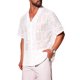 thumbnail image 4 of INSPIRE CHIC Edición Camisa de Hombre de Encaje Hueco con Botones de Manga Corta Transparente de Malla S Blanco, 4 of 5