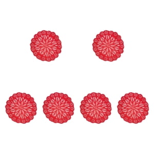 Magideal - 6 Manteles Individuales De Encaje Para Comedor, Antideslizantes, Redondos, De Diseño Vintage, Para Tazas, Jarrones, Para Encimeras, Hogar, Decoración Rojo