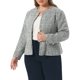 thumbnail image 4 of Agnes Orinda Chaqueta de Tweed sin Cuello para Mujer de Talla Grande para Escuela o Universidad, Blazer Abierto de Manga Larga con Botones Decorativos, Traje Casual de Negocios 4X Negro Blanco, 4 of 6