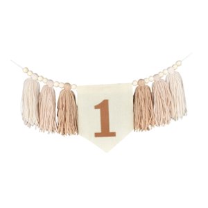 Magideal - 1 Banner De Cumpleaños Para Silla Alta, Silla Alta, Niños, Niños, Niños, Decoración De La Habitación Para Niños De 1 Año, Banner De Cumpleaños Del Pri Caqui