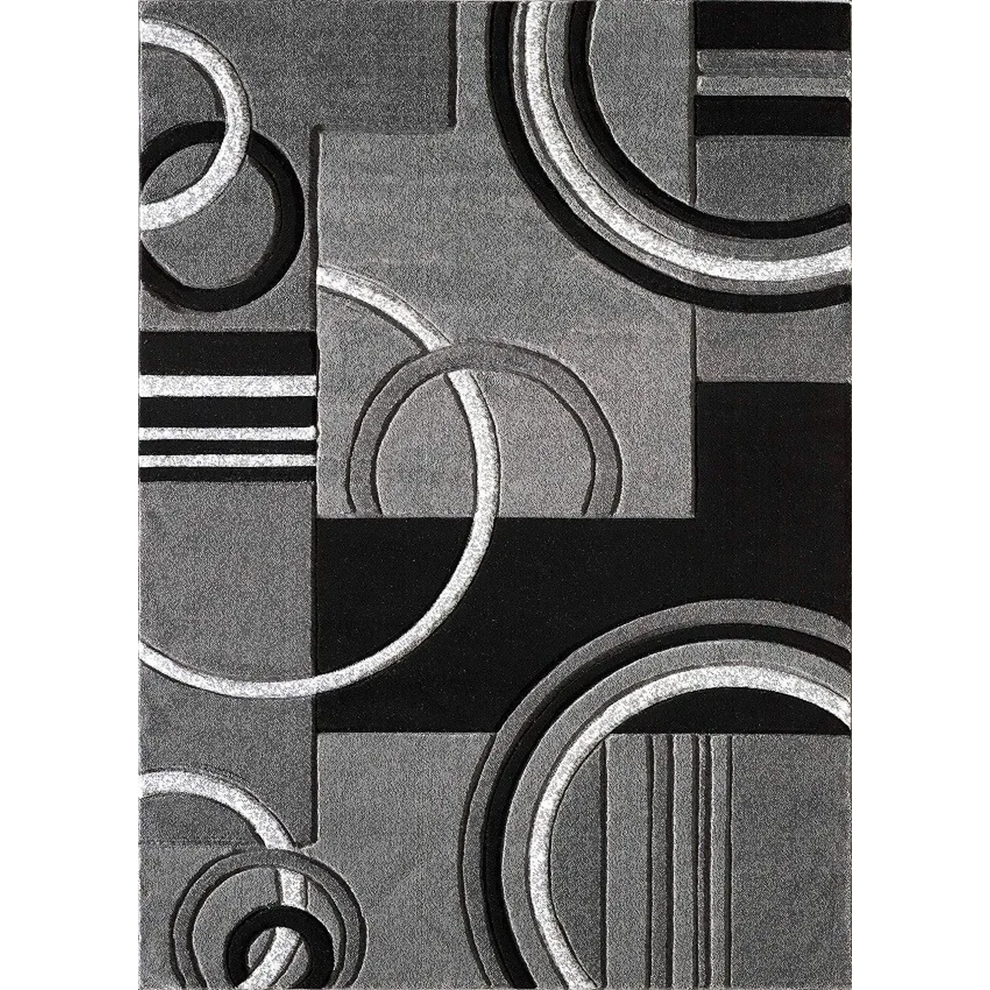 Casadeliacl - Alfombra 160x200 Moderna Elegante Decorativa Wym Medio Circulo Gris