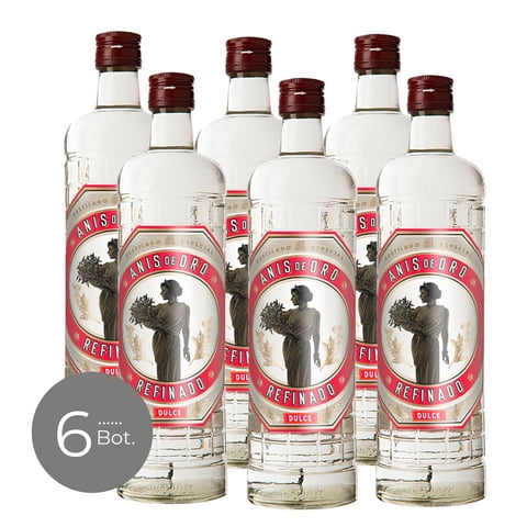 Pack X 6 Licor De Anis De Oro Dulce Mitjans 750 Cc