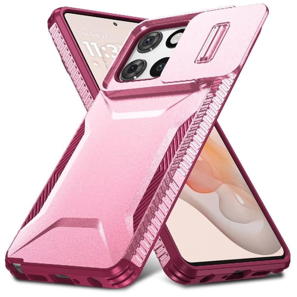 Funda Resistente para Motorola Moto G Stylus 2025 con Tapa Deslizante y Protección Militar Rosa
