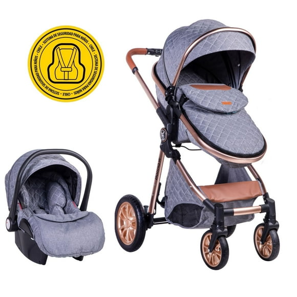 Coche bolina con silla de auto modelo exclusivo grey