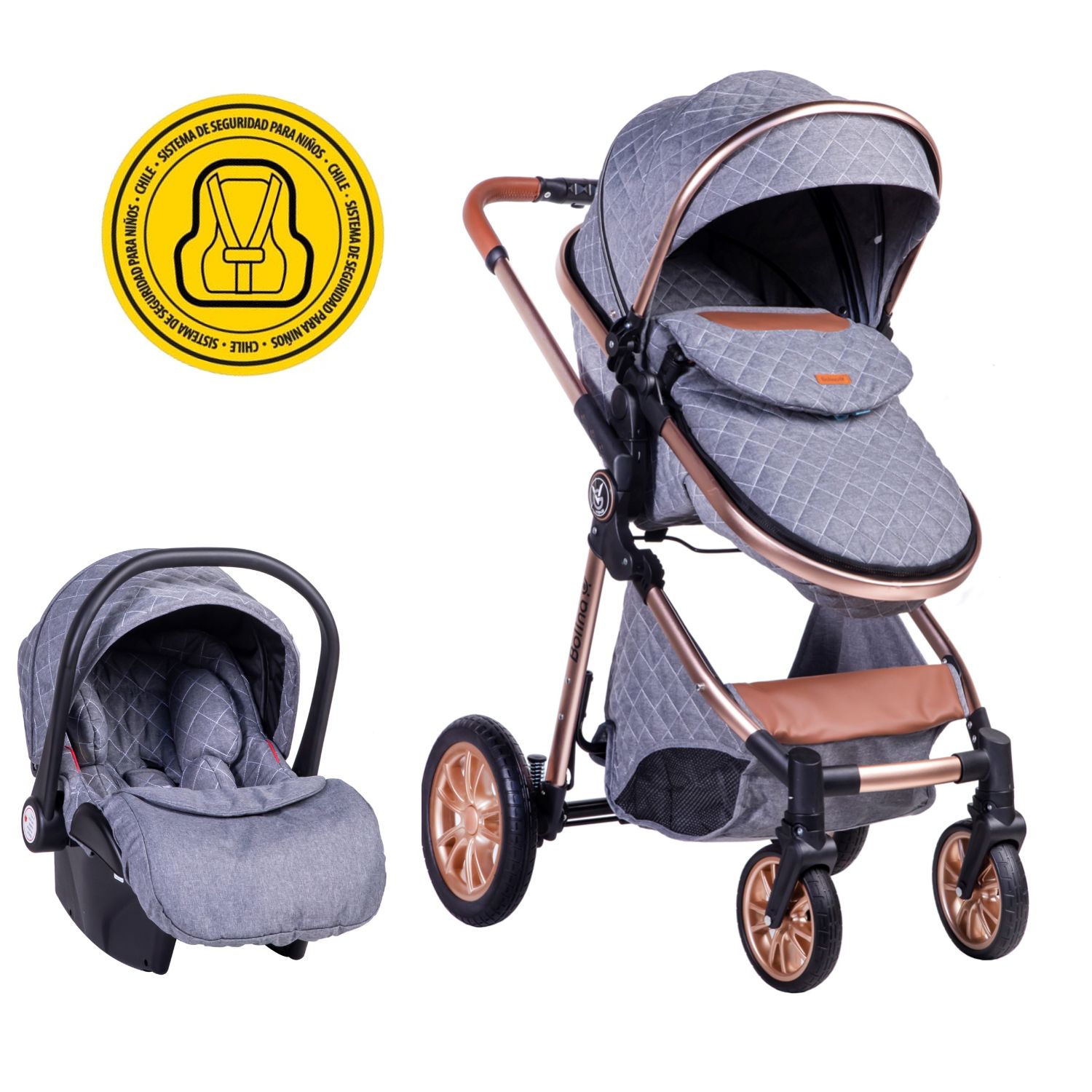 Voyage - Coche Bolina Con Silla De Auto Modelo Exclusivo Grey