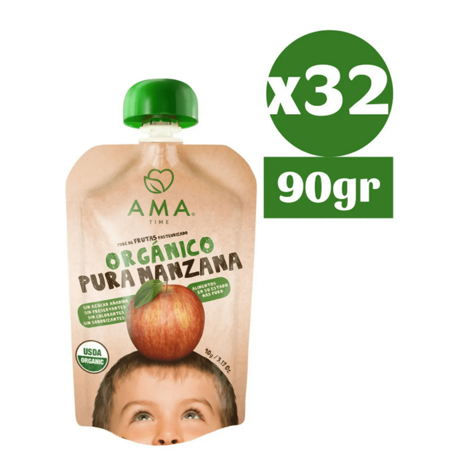 Ama Time - 32x Ama Pure Fruta Manzana Orgánico Papilla Compota