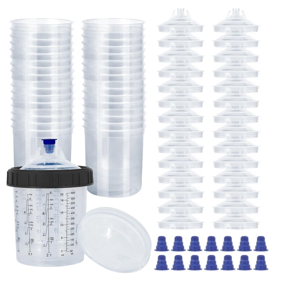 Recipientes y tapas desechables para pistola de pintura JOYFUL&HOPEFUL 600 ml, paquete de 30