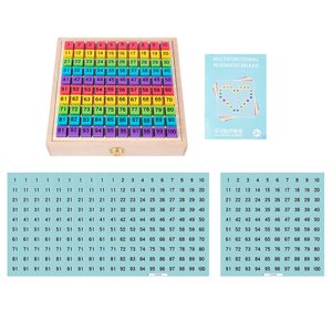 Magideal - Madera Montessori Math Hundred Board Con Juego De Mesa De Conteo De Cartas Para Niños