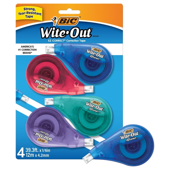 Cinta correctora BIC Wite-Out Brand EZ Correct, 19.8 pies, paquete de 4