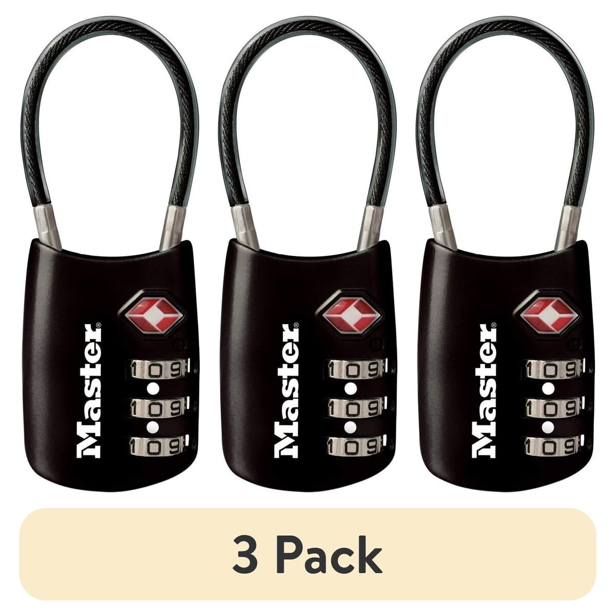Candado Master Lock Tsa 3 Dígitos Pack 3 Equipaje
