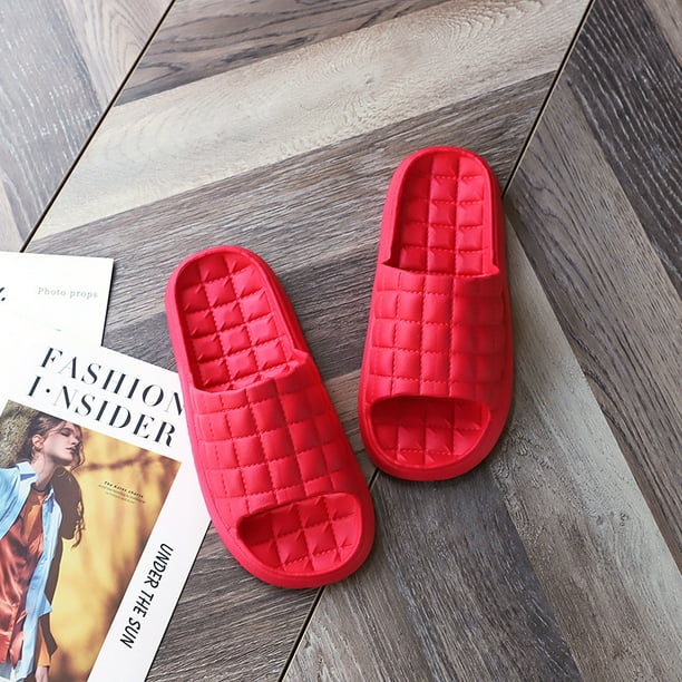 Comfortable Women's Plaid House Slides - Soft Sole Non-Slip Indoor Slippers for Minimalist Style and Comfort