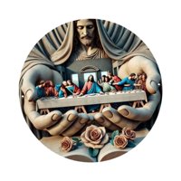 Magideal - Circular Acrílico 2D Última Cena Jesús Cuadro De Pared Decoración Colgante Arte De La Pared Adorno Colgante Diámetro 7,8 Pulgadas Para Salas De Estar
