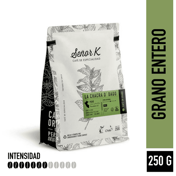 Café Orgánico Grano Entero Señor K Perú Chacra Dago 250 Grs