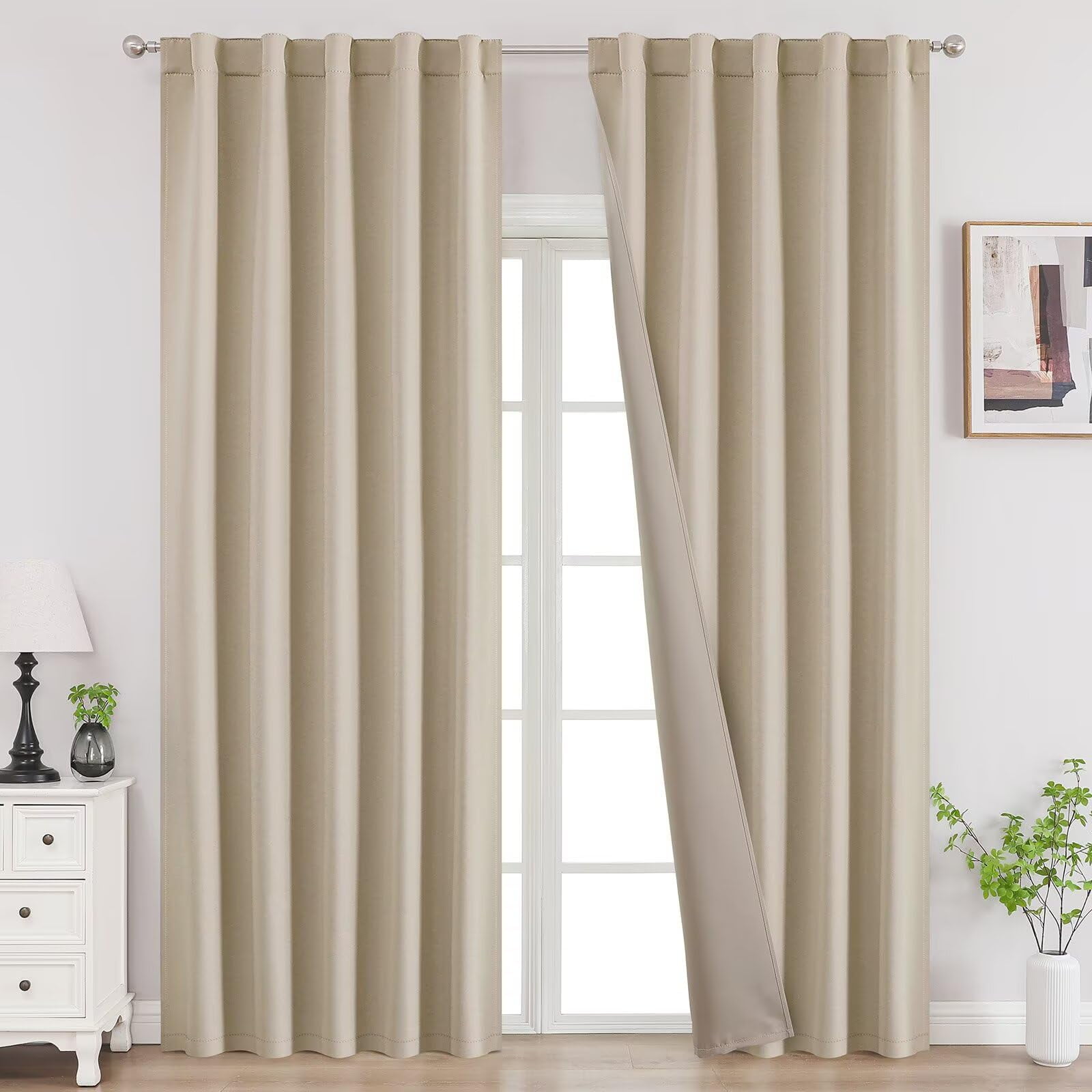 Cortinas Blackout Joydeco Térmicas Aislantes 230x228cm Beige