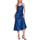 thumbnail image 2 of Vestido de satén con tirantes finos y escote en V elegante maxi de CURVOSPORT para mujer M Azul Real, 2 of 6