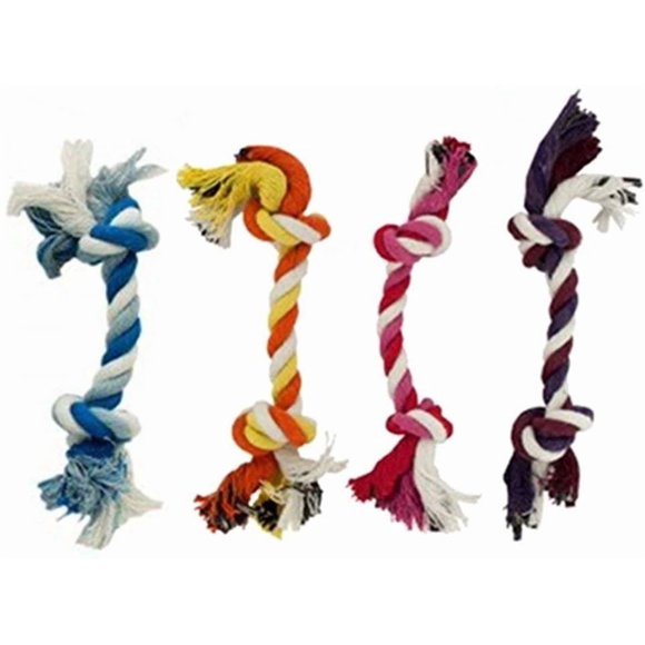 Juguete de cuerda Knivel para cachorros – Pack de 4 colores multicolores