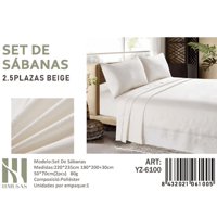 Mundo Shopping - Set De Sabanas King Color Beige Lago 150 Hilos + 2 Funda De Almohada