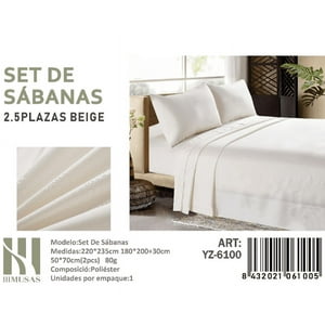 Mundo Shopping - Set De Sabanas King Color Beige Lago 150 Hilos + 2 Funda De Almohada