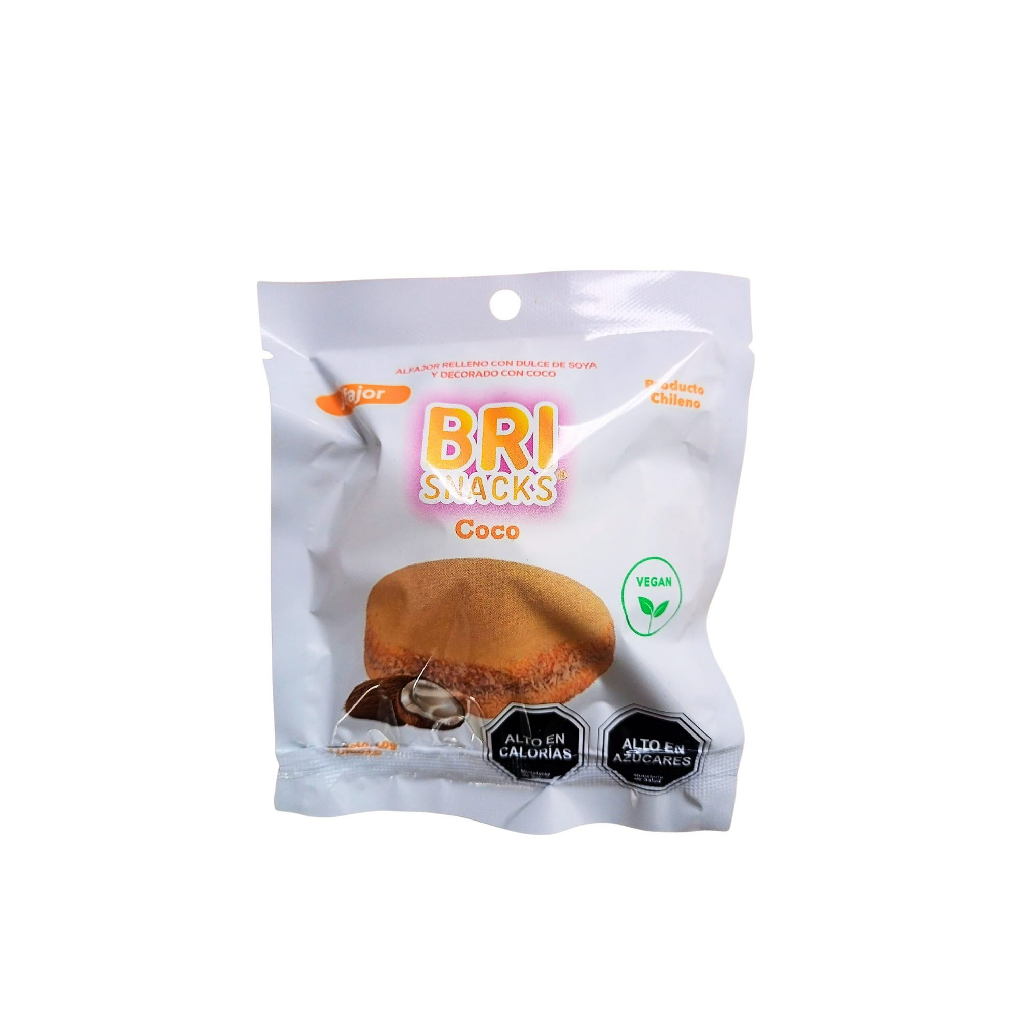 Caja Alfajores Vegano Coco 40g Brisnacks 15 Unidades